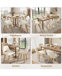 homfan Set of 6 Pu Leather Dining Chairs – Wood Frame, Scratch-Resistant Padded Seat, Armless for Kitchen and Dining Room