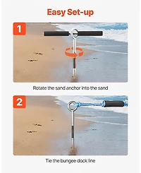 Sevorley Screw-In Sand Anchor, 18 in Stainless Steel Beach Auger Anchor with Spiral Blade and Bungee Rope