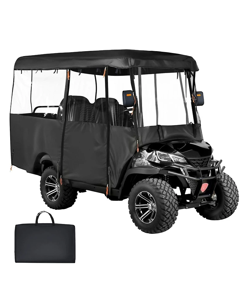 Sevorley Passenger Golf Cart Cover, 420D Oxford with Clear Front and Wind Hooks