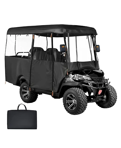 Sevorley Passenger Golf Cart Cover, 420D Oxford with Clear Front and Wind Hooks