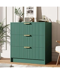homfan 30" Tall 3 Drawer Fluted Chest with Metal Handles, Modern Multi-Function Organizer for Bedroom, Living Room, Entryway, Hallway