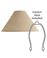 Springcrest Fine Burlap Large Empire Lamp Shade 6" Top x 19" Bottom x 10.5" High x 12" Slant (Spider) Replacement with Harp and Fi