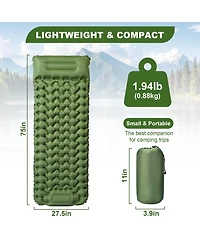 Piscifun Ultralight Camping Sleeping Pad With Built Foot Pump 4 Inch Thick Inflatable Mattress For Hiking Travel