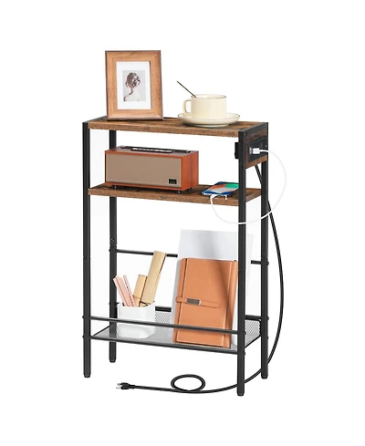 Slickblue Compact Side Table with Charging Station for Living Room or Bedroom