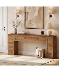 Tribesigns 78.8 Inch Extra Long Console Table for Entryway, Farmhouse Narrow Sofa Table Behind Couch with Warm Patchwork Wood Grain