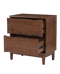 Tribesigns 2-Drawer Live-Edge Solid Wood Nightstand, Mid-Century Modern Bedside Table with Storage, End Table