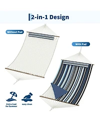 homfan Striped 12FEET Double Spreader Bar Hammock