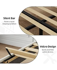 homfan Full Upholstered Bed Frame with Diamond-Quilted Headboard and Wood Slats, No Box Spring and Noise-Free