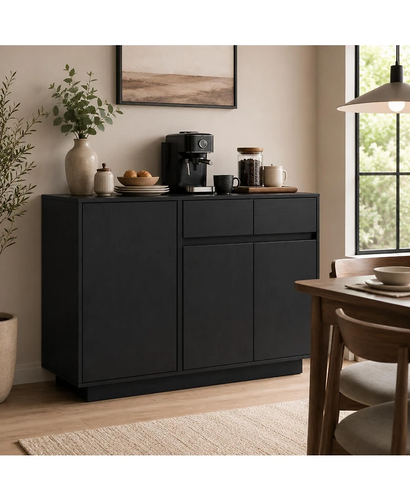 homfan 55 Inch Buffet Cabinet, 3 Doors and 2 Drawers, Sideboard, Coffee Bar Kitchen Cabinet for Kitchen, Living Room, Entryway