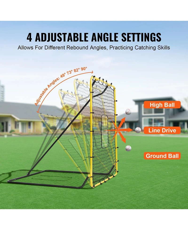 Sevorley 4 x 4.5 ft Baseball and Softball Rebounder Net with Pitching Target and 4 Angles