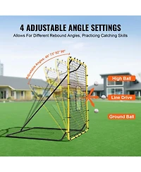 Sevorley 4 x 4.5 ft Baseball and Softball Rebounder Net with Pitching Target and 4 Angles