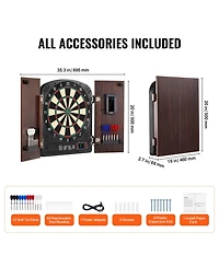 Sevorley Electronic Dartboard and Cabinet Set with Led Scoring and 12 Soft Tip Darts