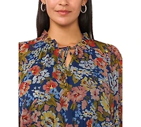Vince Camuto Plus Size 3/4-Puff Sleeve Tie-Neck Maxi Dress