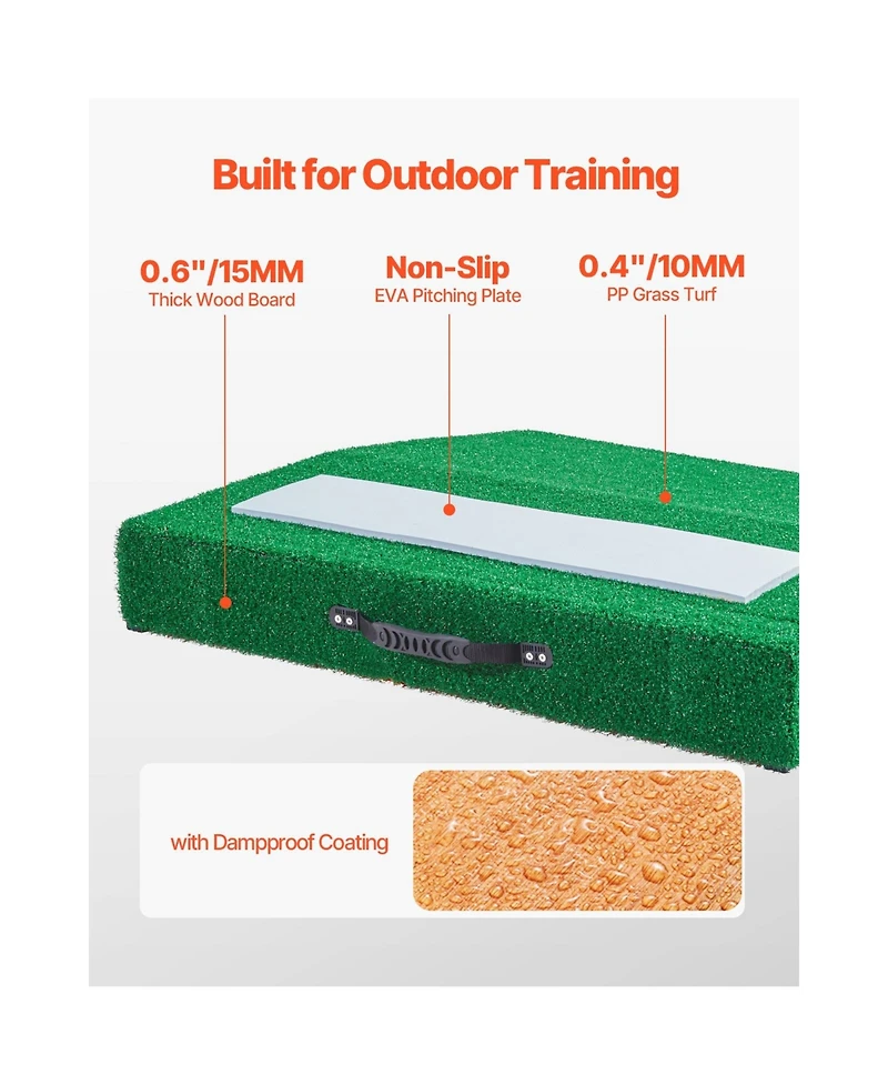Sevorley Portable Baseball Pitching Mound, 31 in with Antifade Turf and Pitching Rubber