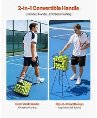 Sevorley Tennis and Pickleball Ball Hopper Cart with Wheels, Holds 75 Balls