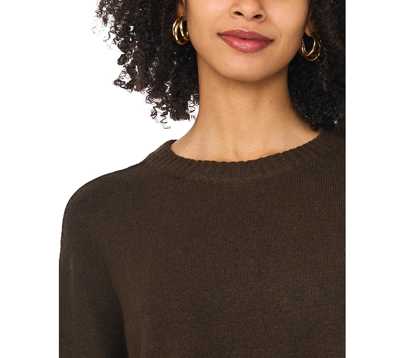 Vince Camuto Women's Elbow-Length Exposed Seam Crewneck Sweater