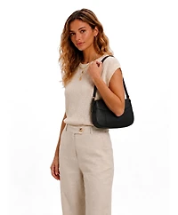 Susu Women's Muse Pebble Leather Shoulder Bag Minimalist Slim East-West Convertible Crossbody Purse