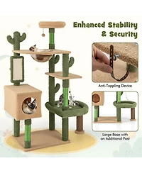 Hongge 59 Inch Multi-Level Cactus Cat Tree with Condo Space Capsule and Sisal Scratching Posts