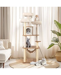 Hongge 68 Inch Cat Tree with 3 Padded Perches Private Condo and Sisal Scratching Posts