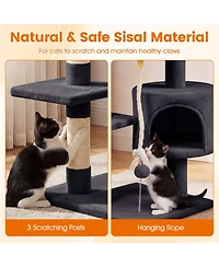 Hongge 36 Inch Kitten Tower with Condo Plush Perch and 3 Sisal Scratching Posts