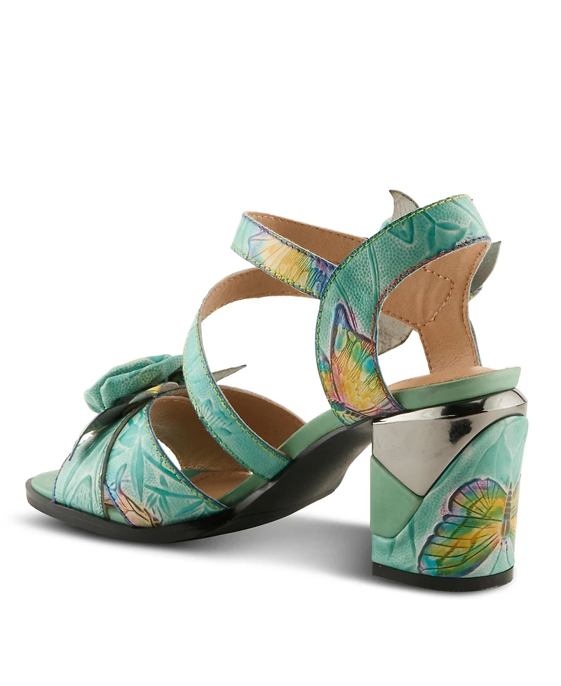L'Artiste Women's Spring Step Flowerpower Strappy Sandal with Rosette Vamp