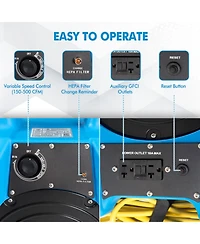Hongge Commercial Hepa Air Scrubber with Variable Airflow up to 500 Cfm for 2000 Sq Ft Spaces