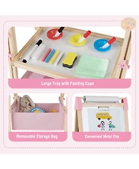 Hongge 3-in-1 Double-Sided Kids Art Easel with Chalkboard Whiteboard and 60 Accessories