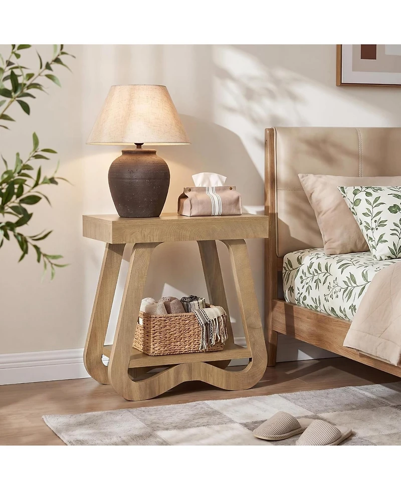 Tribesigns 2-Tier Side Table, Narrow End Table for Small Space | Modern Wooden Sofa Table, Couch Side Table