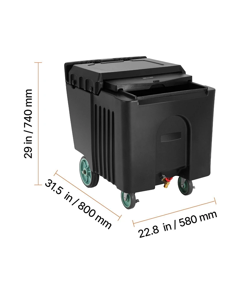 Sevorley Commercial Ice Caddy, 125 lbs Insulated Rolling Ice Bin with Wheels and Sliding Lid