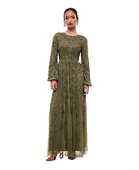 Maryisa Women's Modest Ebellished Sequins A Line Maxi Dress