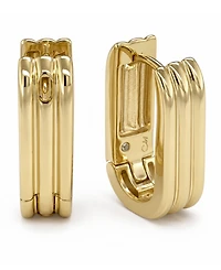 And Now This 18k Gold Plated Brass Ribbed Oblong Huggie Hoops Earrings, Macy's Exclusive