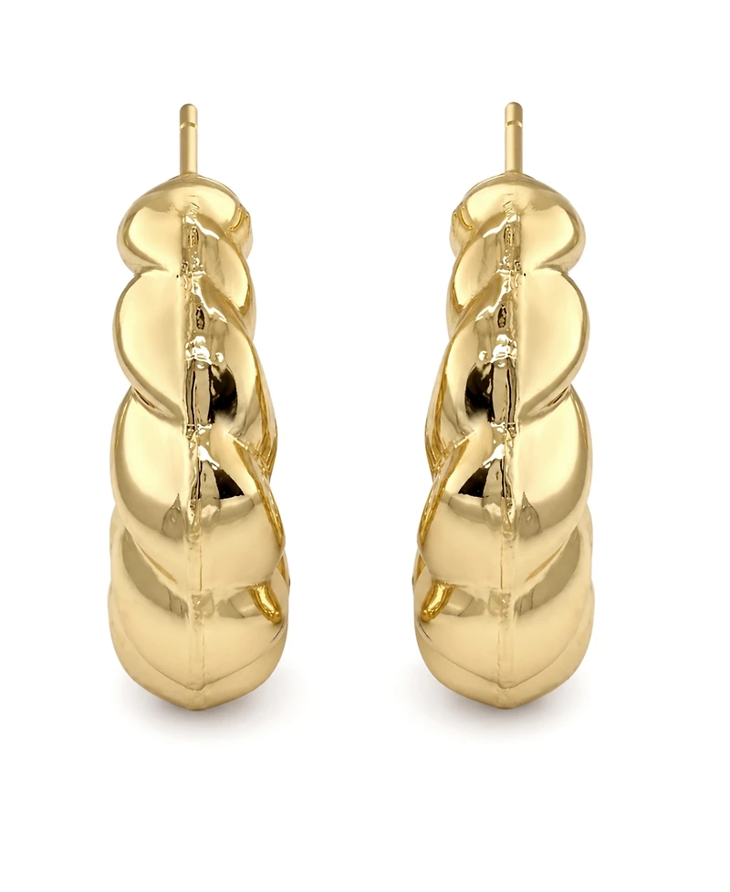 And Now This 18K Gold Plated Twisted Puff C-Hoop Earrings