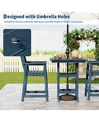 homfan Square Hdpe Outdoor Dining Table – 39.6" Tall Weatherproof Pub Table with 300 lb Capacity and Umbrella Hole