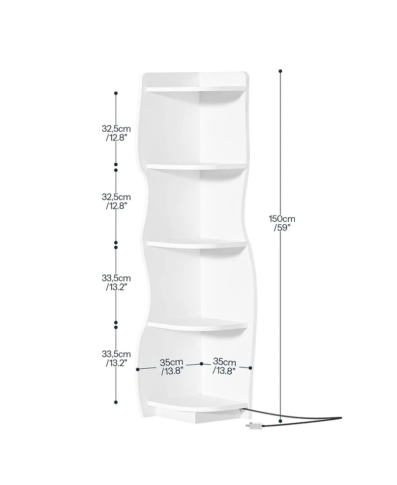 Slickblue 5-Tier Corner Bookshelf with Led Light Modern Display Storage Shelf for Home Office