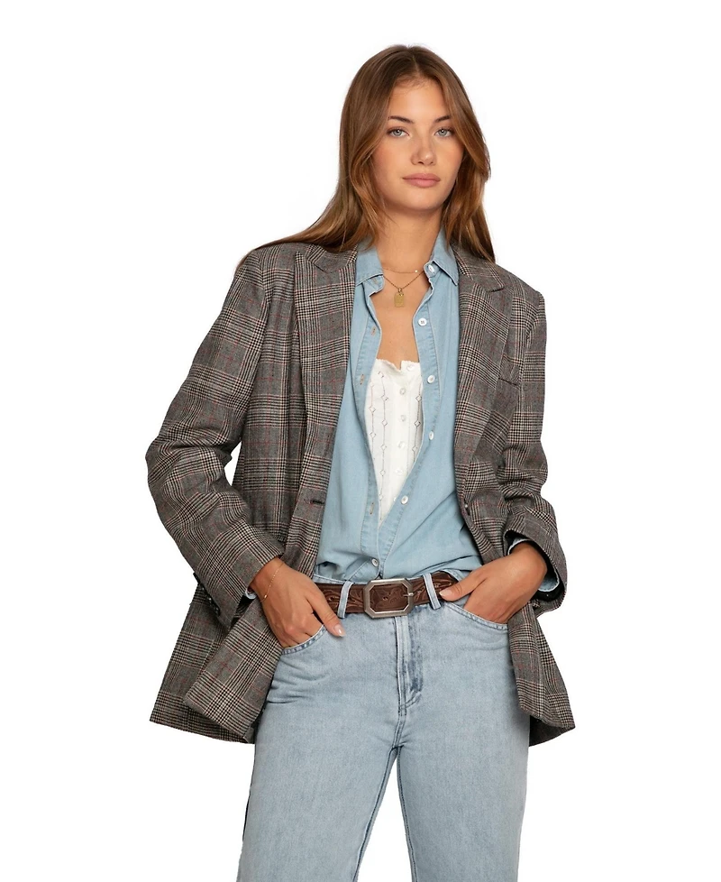 Belle & Bloom Women's Paris Grid Single Breasted Blazer