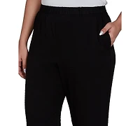 Alfred Dunner Petite Travel Advisory Pull-On Elastic-Waist Crinkle-Texture Ankle Pants