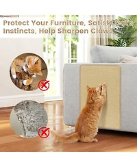 Hongge 6-Piece Cat Scratcher Mat Set 24 x 16 Inch Sisal Scratching Pads with Anti-Slip Backing