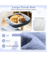 Hongge Small Cat Tree with Padded Top Perch Bottom Condo and Sisal Scratching Posts