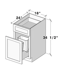Boyel Living 18 Inch Waste Basket Base Cabinet, Kitchen Cabinet with Solid Wood Frame, Soft-Close Hinges, Low-voc, Uv Finish