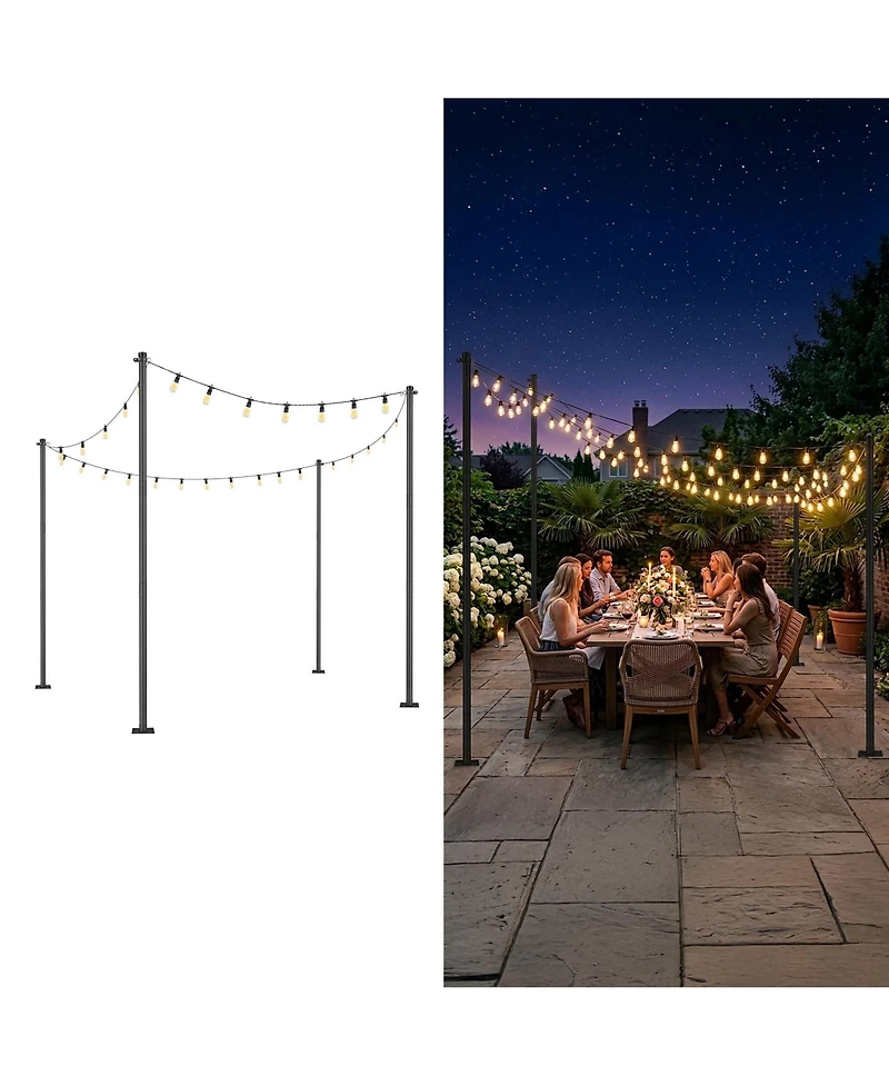Yescom String Light Poles Festoon Posts with Bracket Clamp for Event Party Garden Deck Decor Patio Sun Shade 4 Pack