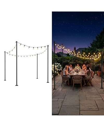 Yescom String Light Poles Festoon Posts with Bracket Clamp for Event Party Garden Deck Decor Patio Sun Shade 4 Pack