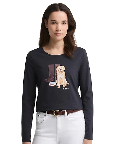 Barbour Women's Hedley Dog Graphic Crewneck Long-Sleeve T-Shirt