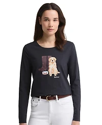 Barbour Women's Hedley Dog Graphic Crewneck Long-Sleeve T-Shirt