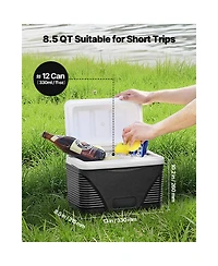 Sevorley Portable Hard Cooler, 8.5 qt, Holds 12 Cans, Insulated Ice Chest for Picnics