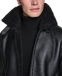 Karl Lagerfeld Paris Men's Faux Shearling Aviator Jacket