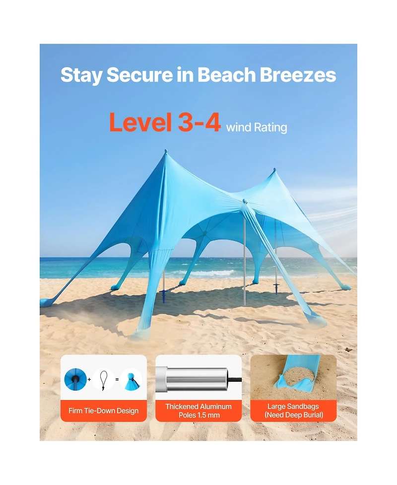 Sevorley Pop Up Beach Tent Sun Shelter, Upf 50 Plus, 20 x 13 feet Canopy