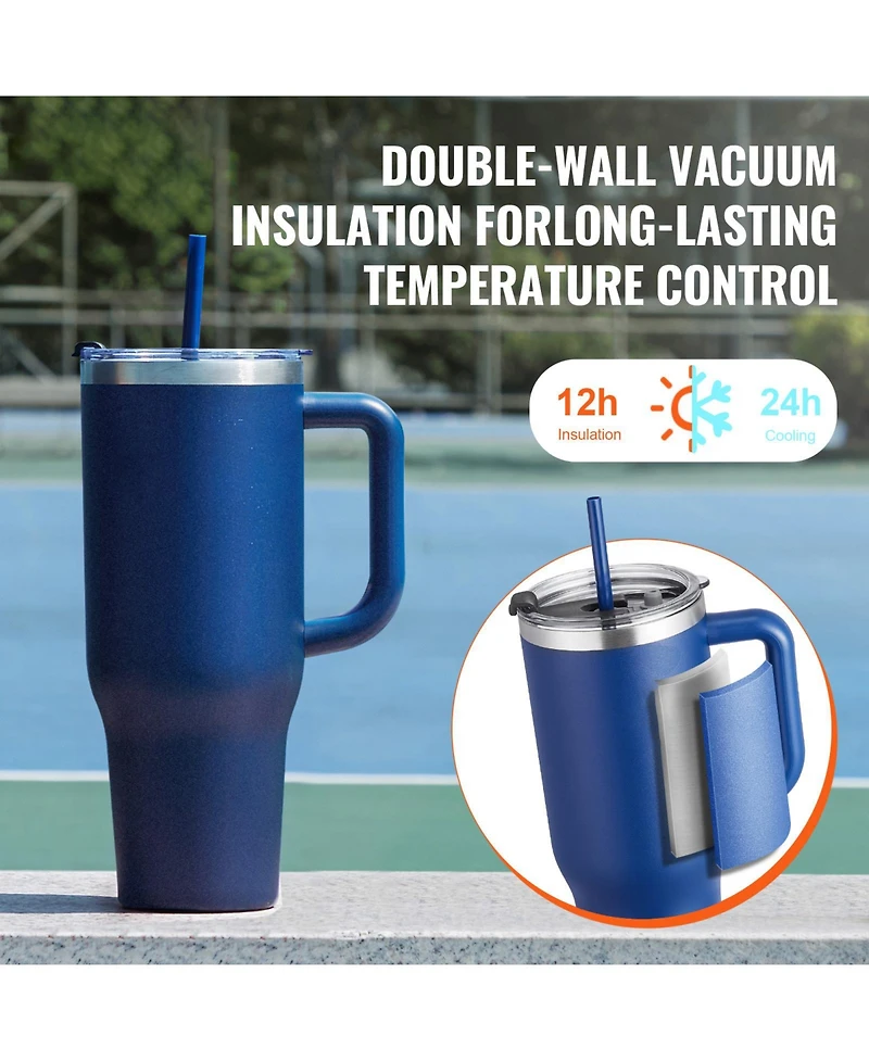 Sevorley 40 oz Insulated Water Bottle, Stainless Steel Travel Coffee Mug with Handle Lid, Leakproof Flask