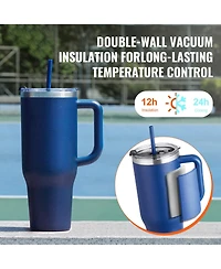 Sevorley 40 oz Insulated Water Bottle, Stainless Steel Travel Coffee Mug with Handle Lid, Leakproof Flask