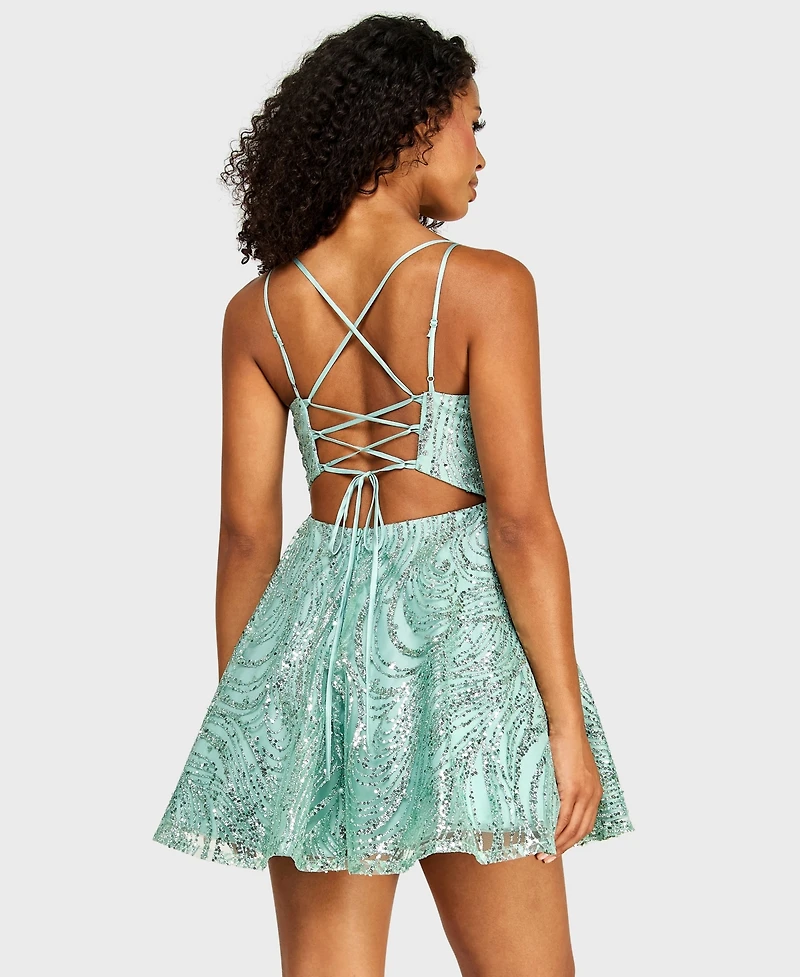 B Darlin Juniors' Lace Sweetheart Double-Strap Dress