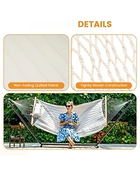 Piscifun Two Person Rope Hammock With Detachable Pad Spreader Bar Tree Straps Carabiners 450 Lbs Max Weight